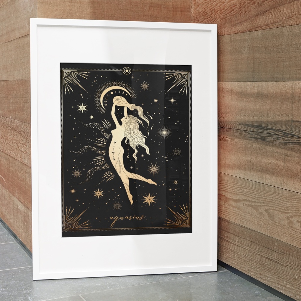 Aquarius Wall Art Celestial Zodiac Horoscope Illustration Print Poster Unframed - Picture 4 of 16